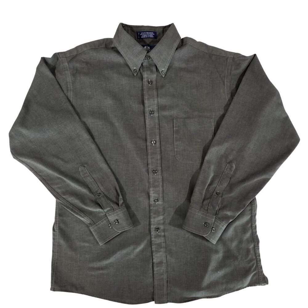Stafford Wrinkle Free Gray Long Sleeve Button Down Dress Shirt Men's Size 17